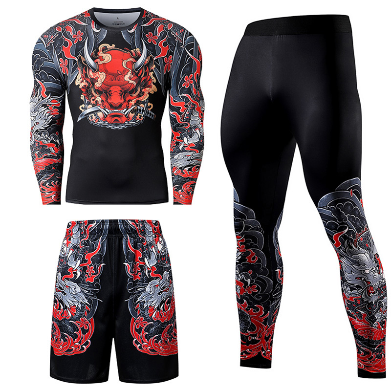 Compression Long Pant - 2/3PCS Uomini Jiu jitsu Tuta Compressione
